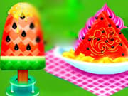 Watermelon Ice Cream And Candy Cooking